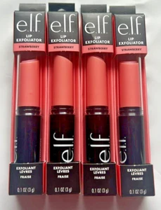 ELF Strawberry Lip Exfoliator Full Size New NIB Lot of 4 Lip Gloss Tubes - Picture 1 of 4
