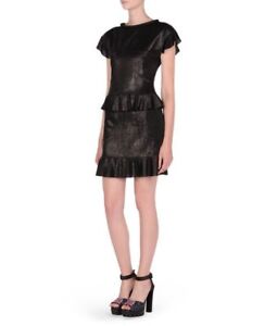 BNWT 100% auth Karl Lagerfeld, Metallic Peplum Detail Black dress. 10 RRP £695