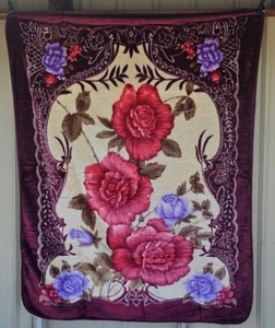 ROSE FLOWER ROSES FLOWERS FLORAL TWIN SIZE BLANKET - Picture 1 of 2