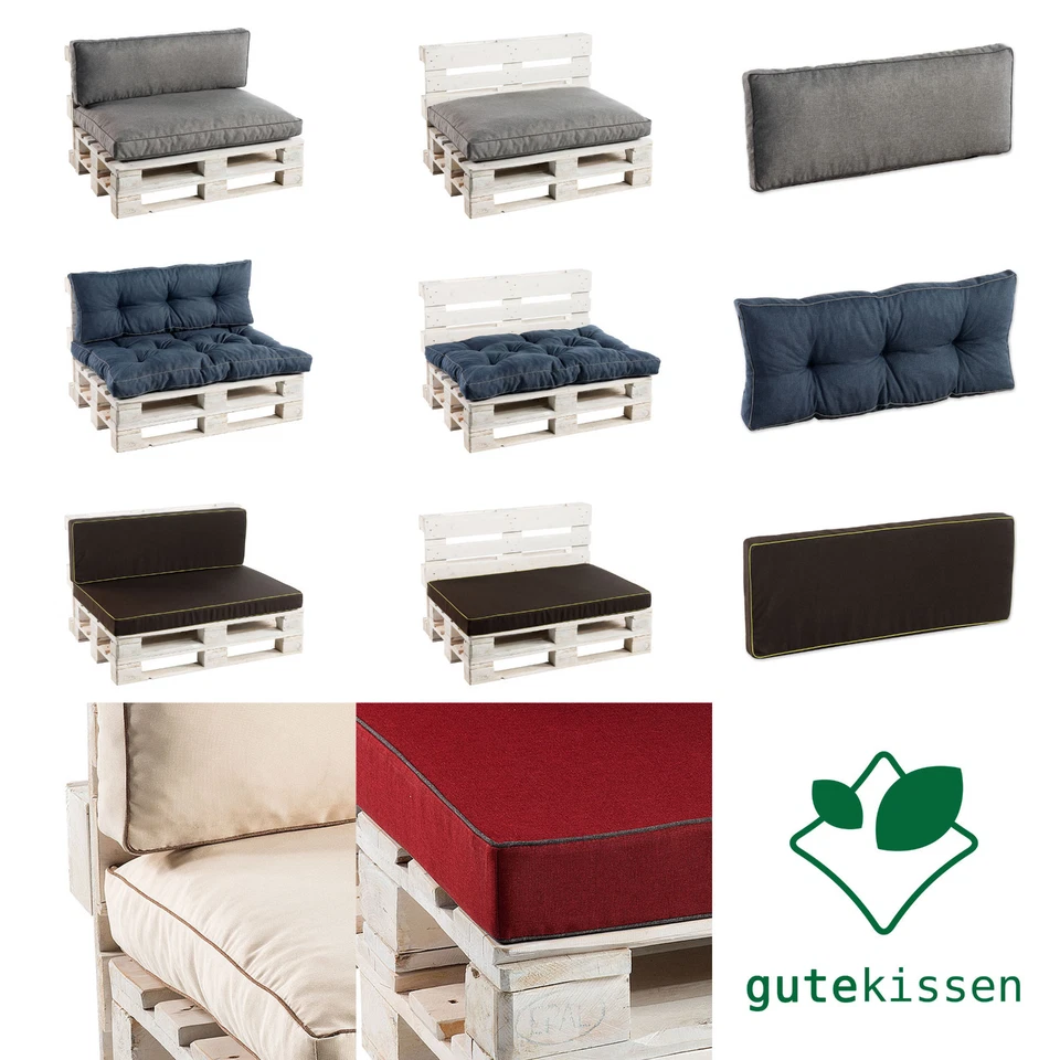 GUTEKISSEN PALETTENKISSEN Sitzkissen ,Rückenkissen Schaumkissen mit Einfassung PWK