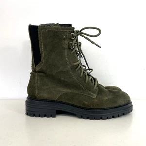 Botas con cordones y cremallera lateral de gamuza verde colección M&S talla 4,5 ajuste ancho - Imagen 1 de 10