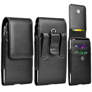 Cell Phone Holster Pouch Leather Wallet Case Card Holder Cover + Belt Clip Loop