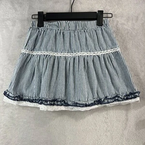 Disney D-Signed Skirt Girls Size Medium Striped Ruffle with Crochet Hem - Picture 1 of 7