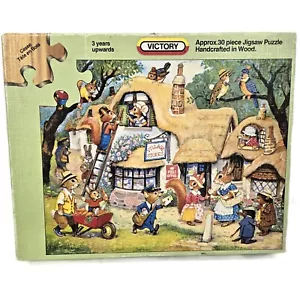 VTG Victory Plywood Jigsaw Puzzle Animal Friends Village Store - England 1984 - Picture 1 of 9
