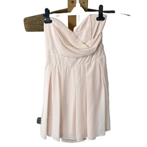 Prom Evening Christmas Night Out Dress TFNC London Size 12 Nude Elida Chiffon - Picture 1 of 4
