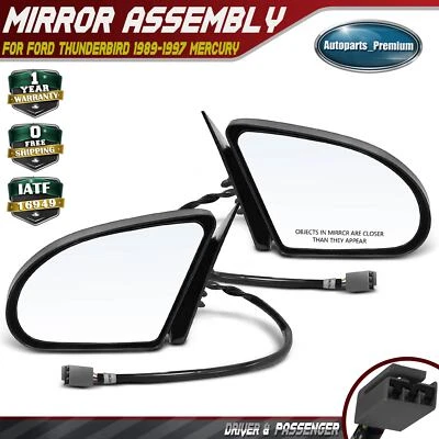 2x Espejo retrovisor ajustable de vidrio eléctrico con no plegable para Ford Mercury Cougar 1989-1997 Foto 1 de 4