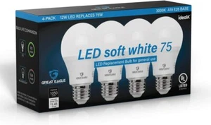 Great Eagle A19 LED Light Bulbs 75 Watt, Soft White 3000K, 1050 Lumens - Picture 1 of 8
