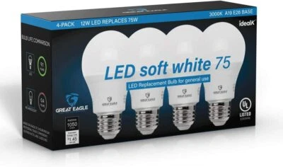 Great Eagle A19 LED Light Bulbs 75 Watt, Soft White 3000K, 1050 Lumens - Image 1 of 4