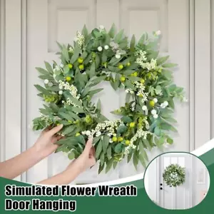 50cm Eucalyptus Wreath for Spring Front Door Artificial Flowers Wreath' - Picture 1 of 13