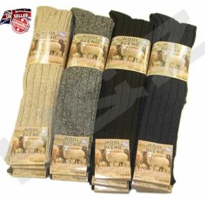 3x Calcetines de Mezcla de Lana para Hombres LONGITUD HASTA LA RODILLA RIB Cálidos Suela Acolchada Térmica 6-11 - Imagen 1 de 1