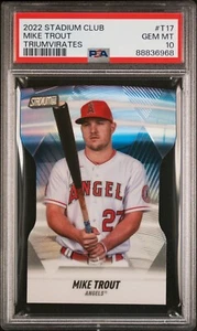 2022 TOPPS STADIUM CLUB TRIUMVIRATES T17 MIKE TROUT PSA 10 - Picture 1 of 2