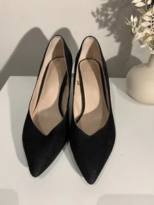 H&M BLACK SUEDE WOMEN'S HIGH HEELS SHOES SIZE 5 38 - Picture 1 of 6