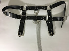Gothic Punk Faux Leather Body Harness Adjustable With Chains