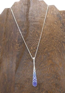 Neu Avon Blue Ombre Pave Halskette -16" Silber Kette mit 3" Verlängerung - Versand KOSTENLOS - Bild 1 von 3