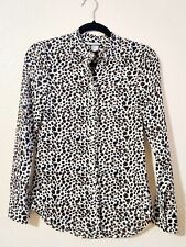 Women's ~H & M~ Sheer Long Sleeve Animal Leopard Print Button Down Blouse Size 2