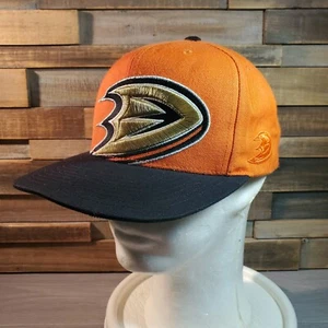 Mitchell & Ness Anaheim Ducks Mens Hat Wool Blend Snapback Thick Stitch NHL Logo - Picture 1 of 12