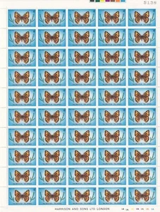 Norfolk Island sheet of 50 mint unhinged $1 Butterfly issued 17 November 1976 - Picture 1 of 2