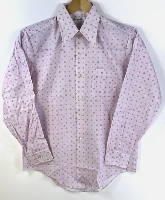 Camisa masculina 70's Creations by Jason Clarke tamanho 15.5 33 vintage M a G - Imagem 1 de 4