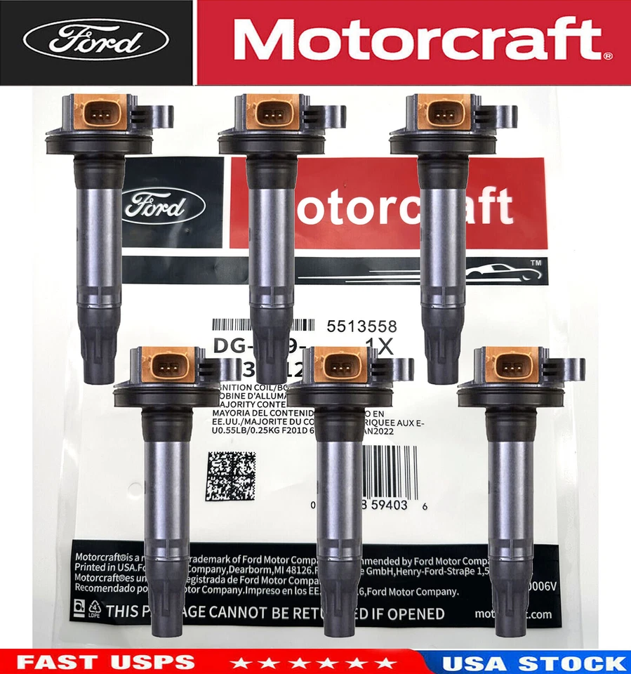 6PCS GENUINE Motorcraft Ignition Coil OEM DG-549 For Ford F150 3.5L BL3Z-12029-C - Image 1 of 4