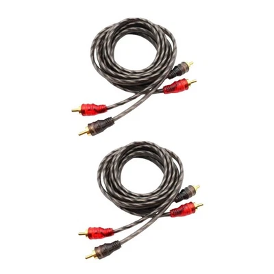 Durable 2PCS RCA Cables 2 Channel Twisted 4Ft Shielded Interconnect New Wire - Image 1 of 4