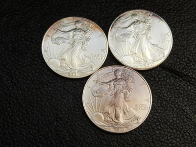 (3) 1 oz U.S. Silver American Eagle 1990, 91, 92 Brilliant Uncirculated bullion - Image 1 of 4
