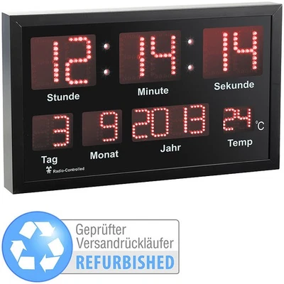 Lunartec LED-Funk-Tisch- und Wanduhr mit Datum & Temperatur (Versandrückläufer) - Bild 1 von 3