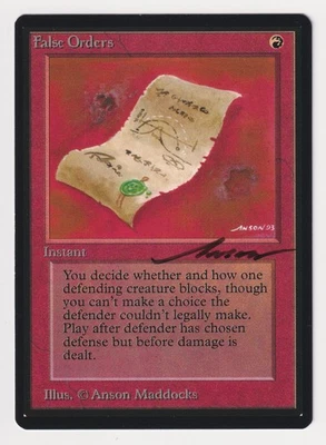 Signed False Orders MP Beta Limited Edition Artist Anson Maddocks 1993 MTG Magic - Image 1 of 2