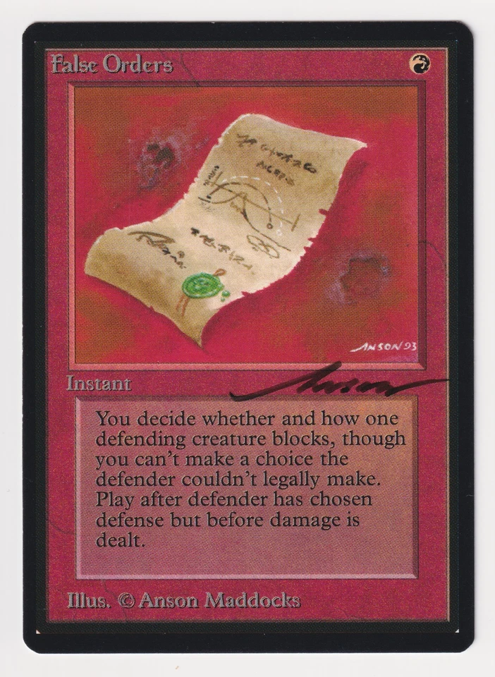 Signed False Orders MP Beta Limited Edition Artist Anson Maddocks 1993 MTG Magic - Image 1 of 2