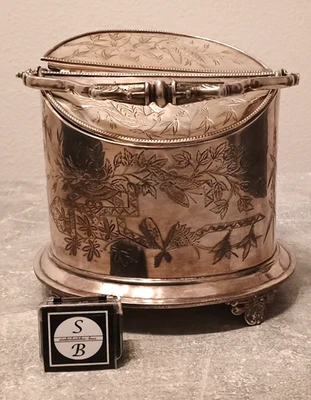 Antike Biscuit Barrel Keksdose Keksfass von 1879 gemarktet edel und rar - Bild 1 von 4