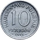 Geplantes Königreich Polen - Królestwo Polskie - 10 Pfennig Fenig 1917 - Eisen