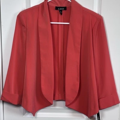 A Byer 女式橙色作物西装外套 M 码全新带标签印度尼西亚制造 — 第 1/4 张图片
