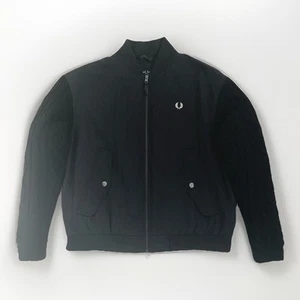 Chaqueta de bombardero Fred Perry para hombre negra talla XL abrigo mangas tejidas con cable en contraste - Imagen 1 de 10