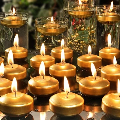 2 inch Gold Floating Candles, 48 Pack Unscented Floating Candles for Centerpi... - Image 1 of 4