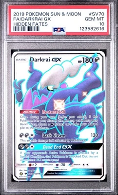 2019 POKEMON SUN & MOON HIDDEN FATES #SV70 FULL ART/DARKRAI GX PSA 10 - Image 1 of 2
