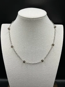 Barse Beaded Chain Station Necklace- Smoky Quartz- Silver-NWT - Picture 1 of 5