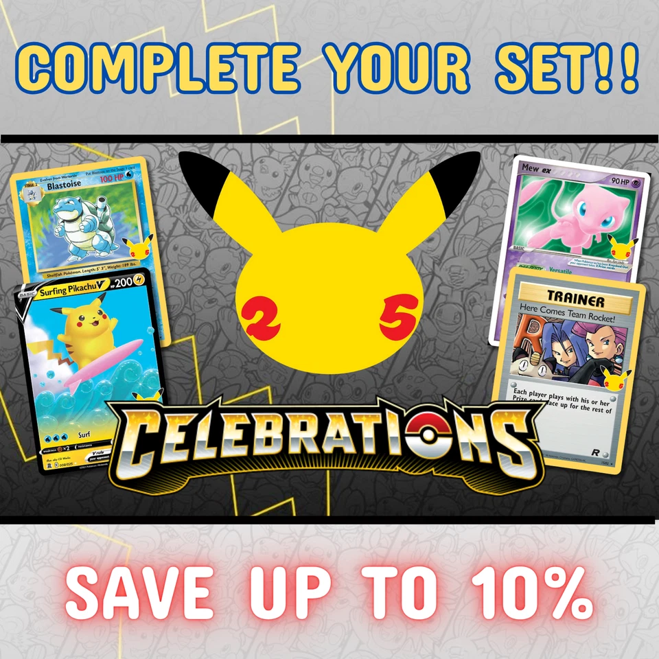 Pokémon Celebrations 25th Anniversary set Cards - Choose Your Card - Bulk Saving - Image 1 of 1