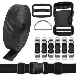 3/4 Pollici Fibbie Cinghie Set 6 Iarde 3/4 Pollici Nero Nylon Cinghia 6 Pz... - Foto 1 di 7