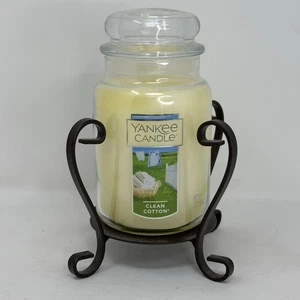 Yankee Candle Black Label COTONE PULITO 22 oz barattolo grande fuori produzione CON SUPPORTO - Foto 1 di 6