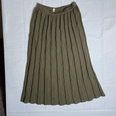 Nina Ricci Tricots Paris 100% Wool Taupe Rib Knit Midi Skirt Made Italy Sz 12 - Image 1 of 4