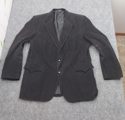 Blazer Western de pana Circle S para hombre 46 largo negro 2 botones parche en el codo de vaquero Foto 1 de 4