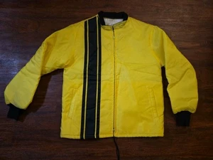 vtg Horizon sportswear Racing Jacket Medium USA yellow w black stripes 1970s - Picture 1 of 16