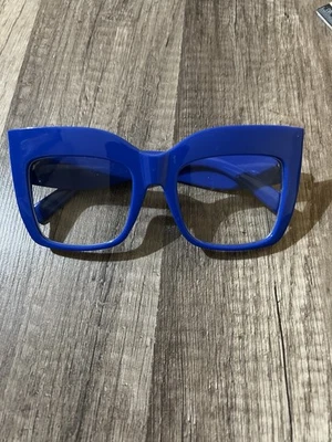 Oversized Retro Style EYE GLASSES,  Big Thick Blue glasses, fake eye glasses - Image 1 of 4