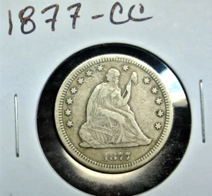 1877-CC Liberty Seated Silver Quarter VF+ Uncertified - Picture 1 of 4