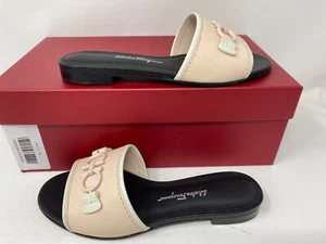 $695 Salvatore Ferragamo Leather Slide Sandals Slipper Pink Lemonade Size 6 36.5 - Picture 1 of 24