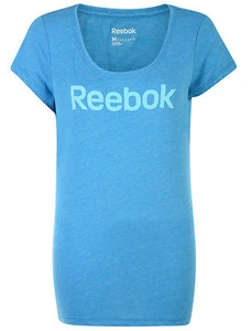 New Reebok Logo T-Shirt Top - Blue - Ladies Womens, Gym Training Fitness Yoga - Picture 1 of 3