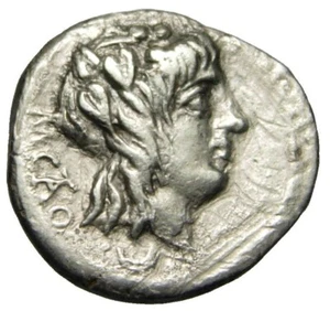 República Romana M. Porcio Catón AR Quinario (89 aC) Gens Porcia - Imagen 1 de 6