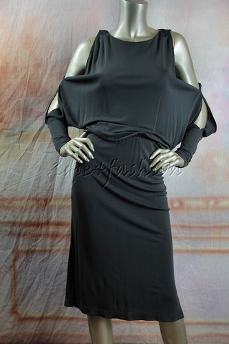 Abito in maglia elastica Michael Kors $2295 nuovo con etichette sexy grafite grigio scuro 4