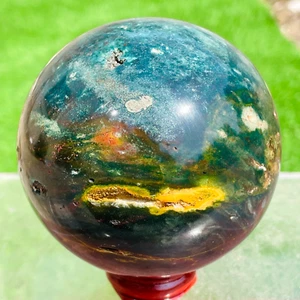 593g Natural Colourful Ocean Jasper Geode Sphere Quartz Crystal Ball Specimen - Picture 1 of 16