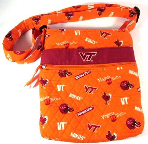 Virginia Tech VT Hokies Logo Quilted Adjustable Game Day Crossbody Bag Purse Cover