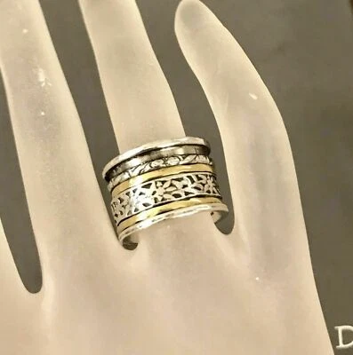 Lindo anillo giratorio Silpada R2293 talla 7 giratorio plata esterlina latón  Foto 1 de 4
